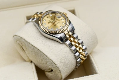 Rolex Lady Datejust 26mm Steel & 18ct Gold Champagne Diamond 179173 | B&P