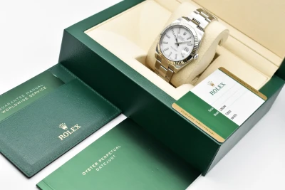 Rolex Datejust 41 Stainless Steel White Baton Dial Watch 126334 | 2019 B&P