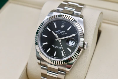 Rolex Datejust 41 Black Baton Stainless Steel Watch 126334 | 2026 Unworn