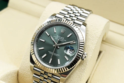 Rolex Datejust 41 Mint Green Stainless Steel Watch 126334 | B&P
