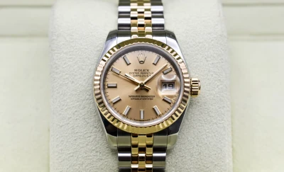 Rolex Lady Datejust Steel & 18ct Gold Champagne Dial 26mm Watch 179173 | B&P