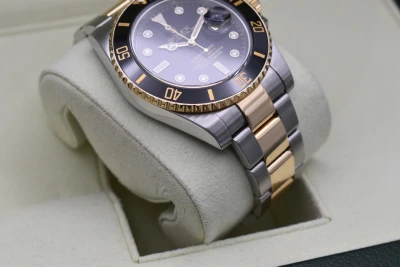 Rolex Submariner Black Diamond Serti Dial Watch 116613LN | 2011 Box & Papers