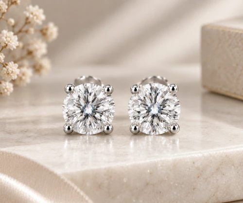 9ct White Gold Lab Grown Brilliant Cut Diamond Stud Earrings 4.11ct