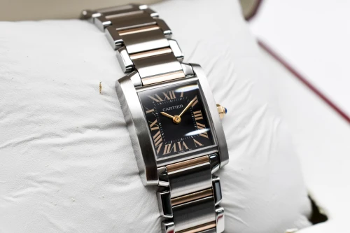 Cartier Tank Française Steel & Rose Gold Black Roman W5010001 | Box & Papers