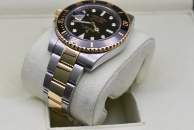 Rolex Submariner Black Diamond Serti Dial Watch 116613LN | 2011 Box & Papers