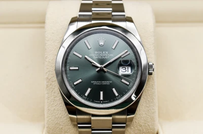 Rolex Datejust 41mm Mint Green Stainless Steel Watch 126300 | 2026 B & P
