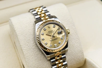Rolex Lady Datejust 26mm Steel & 18ct Gold Champagne Diamond 179173 | B&P