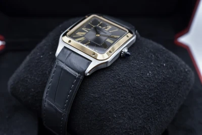 Cartier Santos Dumont Large Stainless Steel & 18k Grey Watch W2SA0028 | 2024 B&P