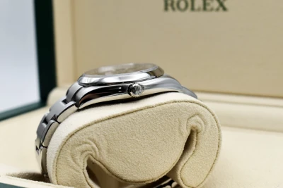 Rolex Oyster Perpetual 34mm Stainless Steel Red Grape Watch 114200 | B&P