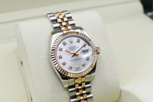 Rolex Datejust Lady 26mm Stainless Steel & 18K Rose Gold Diamond Watch 179171 | B&P