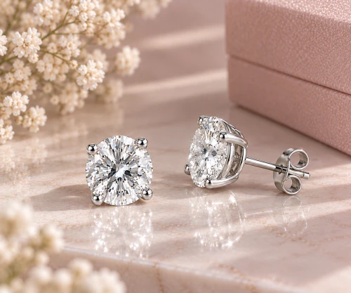 9ct White Gold Lab Grown Brilliant Cut Diamond Stud Earrings 2.50ct