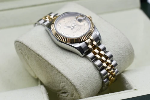 Rolex Datejust Lady Stainless Steel & 18K Gold Champagne Watch 179173 | B&P