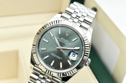 Rolex Datejust 41 Mint Green Stainless Steel Watch 126334 | B&P