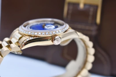 Rolex Day Date 36mm Blue Double String Diamond Dial 18388 | 1999 Box & Papers