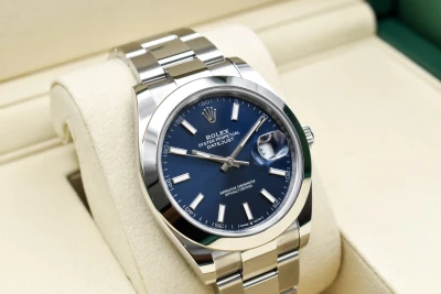 Rolex Datejust 41 Stainless Steel Blue Baton Watch 126300 | 2026 Box & Papers