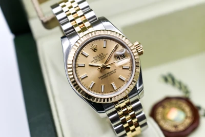 Rolex Lady Datejust Steel & 18ct Gold Champagne Dial 26mm Watch 179173 | B&P
