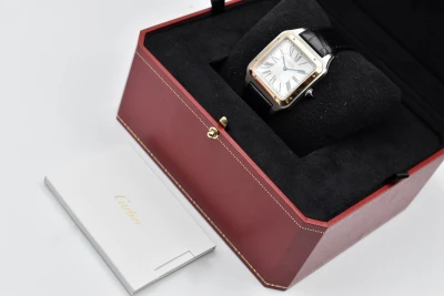 Cartier Santos Dumont XL Stainless Steel & 18K Rose Gold Watch W2SA0017 | B&P