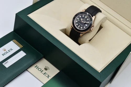 Rolex Yachtmaster 18ct Rose Gold Oysterflex Watch 116655 | Box & Papers