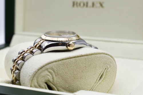 Rolex Datejust Lady Stainless Steel & 18K Gold Champagne Watch 179173 | B&P