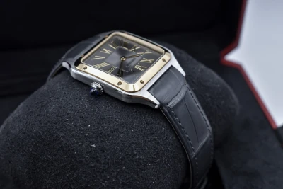 Cartier Santos Dumont Large Stainless Steel & 18k Grey Watch W2SA0028 | 2024 B&P