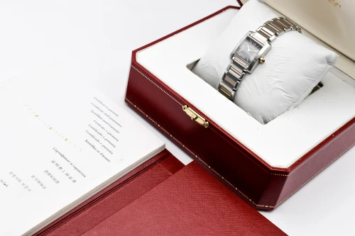 Cartier Tank Française Steel & Rose Gold Black Roman W5010001 | Box & Papers