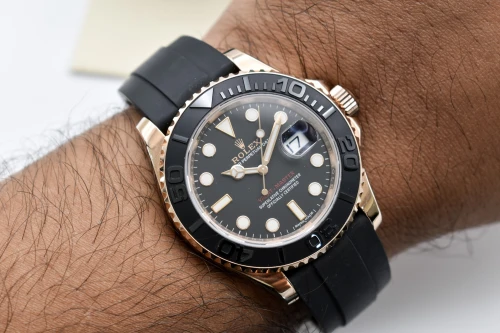 Rolex Yachtmaster 18ct Rose Gold Oysterflex Watch 116655 | Box & Papers