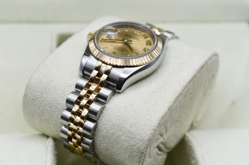 Rolex Datejust Lady Stainless Steel & 18K Gold Champagne Watch 179173 | B&P