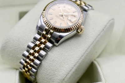Rolex Lady Datejust Steel & 18ct Gold Champagne Dial 26mm Watch 179173 | B&P