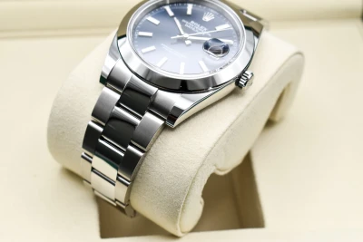 Rolex Datejust 41 Stainless Steel Blue Baton Watch 126300 | 2026 Box & Papers