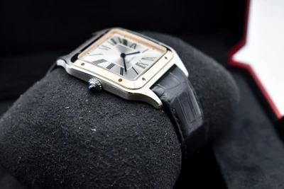 Cartier Santos Dumont XL Stainless Steel & 18K Rose Gold Watch W2SA0017 | B&P