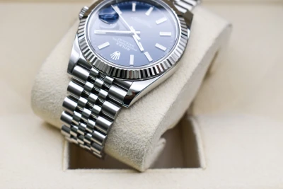 Rolex Datejust 41 Blue Baton Stainless Steel Watch 126334 | 2023 B&P