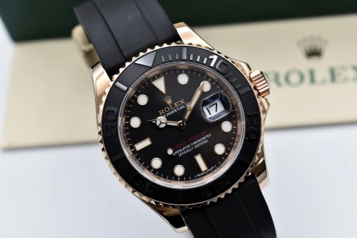 Rolex Yachtmaster 18ct Rose Gold Oysterflex Watch 116655 | Box & Papers