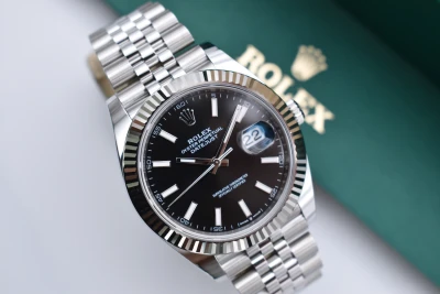 Rolex Datejust 41 Black Baton Stainless Steel Watch 126334 | 2026 Unworn