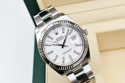 Rolex Datejust 41 Stainless Steel White Baton Dial Watch 126334 | 2019 B&P