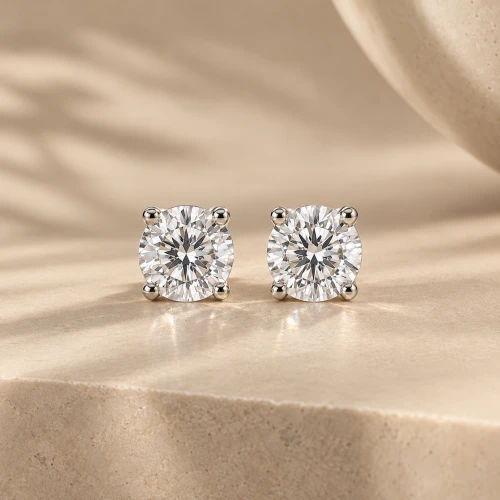 9ct White Gold Lab Grown Brilliant Cut Diamond Stud Earrings 0.54ct