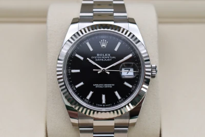 Rolex Datejust 41 Black Baton Stainless Steel Watch 126334 | 2026 Unworn
