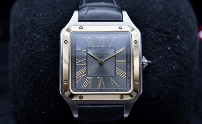 Cartier Santos Dumont Large Stainless Steel & 18k Grey Watch W2SA0028 | 2024 B&P