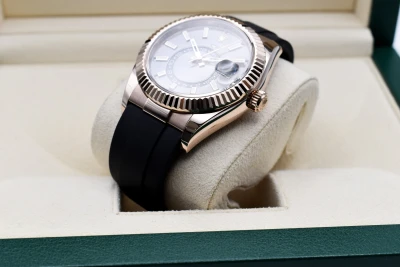 Rolex Sky-dweller 18ct Rose Gold Oysterflex Slate Grey Dial Watch 326235 | B & P