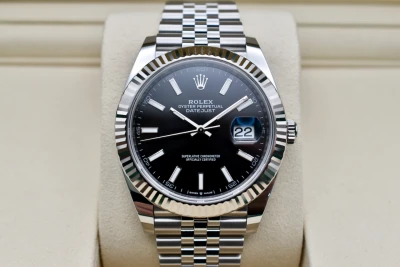 Rolex Datejust 41 Black Baton Stainless Steel Watch 126334 | 2026 Unworn