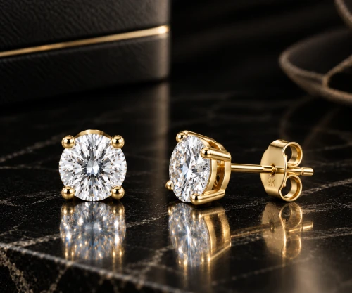9ct Yellow Gold Lab Grown Brilliant Cut Diamond Stud Earrings 1.00ct