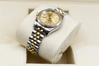 Rolex Lady Datejust 26mm Steel & 18ct Gold Champagne Diamond 179173 | B&P