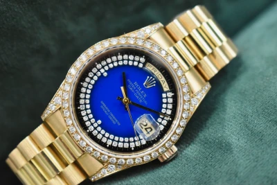 Rolex Day Date 36mm Blue Double String Diamond Dial 18388 | 1999 Box & Papers