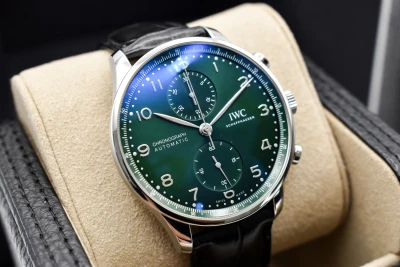 IWC Portuguese Chronograph Stainless Steel Green Dial Watch IW371615 | 2022 B&P
