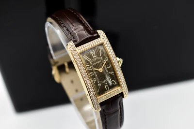 Cartier Tank Americaine Ladies 18ct 32mm Gold Diamond Set Watch 2482