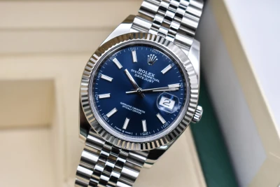 Rolex Datejust 41 Blue Baton Stainless Steel Watch 126334 | 2023 B&P