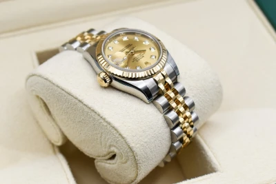 Rolex Lady Datejust 26mm Steel & 18ct Gold Champagne Diamond 179173 | B&P