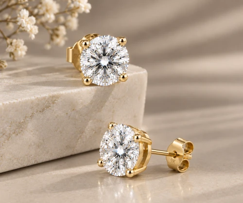 9ct Yellow Gold Lab Grown Brilliant Cut Diamond Stud Earrings 2.10ct