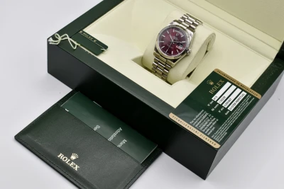 Rolex Day-Date White Gold Cherry Red Watch 118239 | Box & Papers