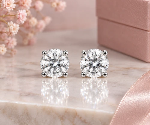 9ct White Gold Lab Grown Brilliant Cut Diamond Stud Earrings 2.50ct