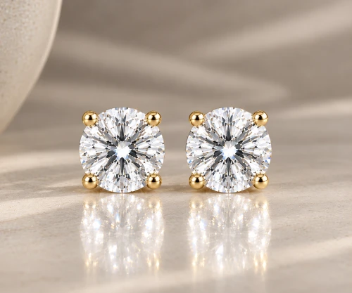 9ct Yellow Gold Lab Grown Brilliant Cut Diamond Stud Earrings 2.10ct